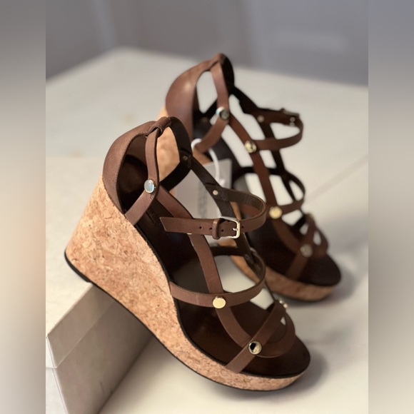NEW JIMMY CHOO Shoes NERISSA 100 Leather Wedges | Brand New | Size 9,5 EU 39,5 - Picture 4 of 5